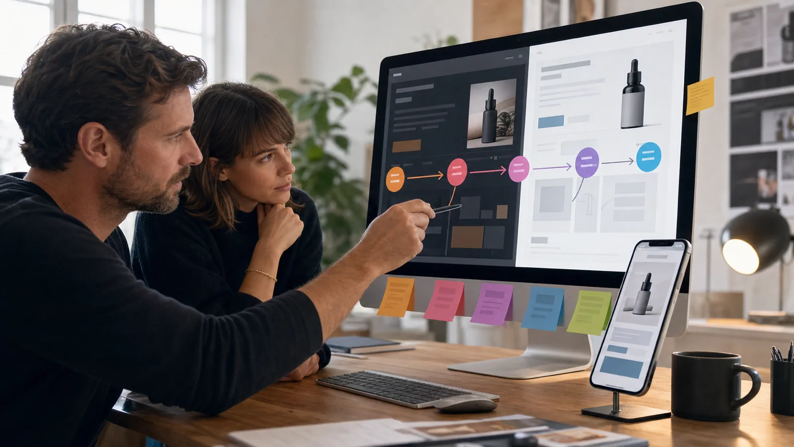 Founder reviewing a premium Shopify redesign against the buyer path on desktop and mobile