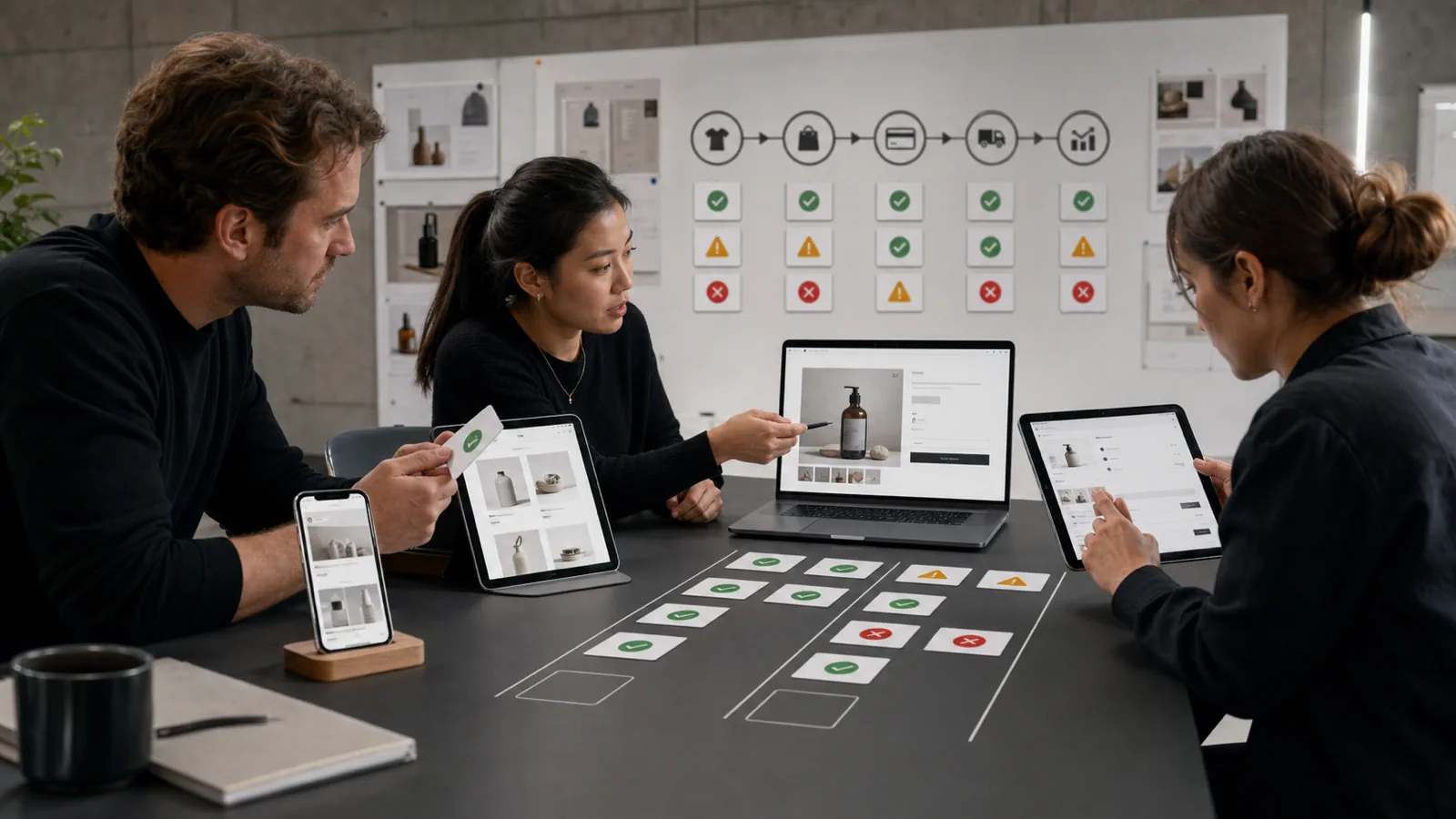 Shopify redesign launch QA workspace checking mobile product page cart checkout and analytics readiness