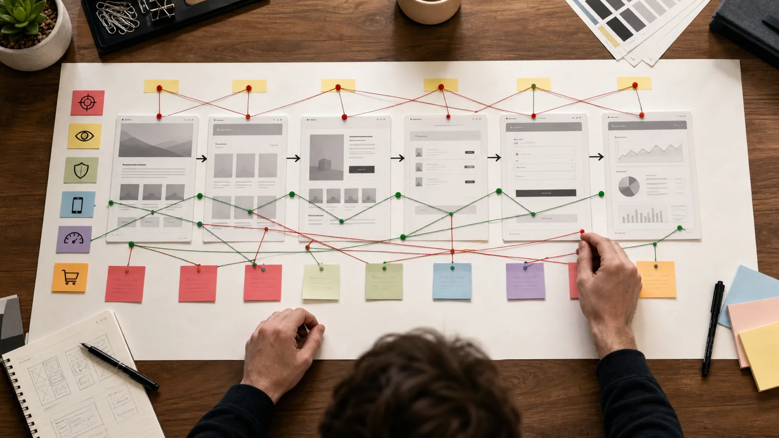 Shopify redesign risk map connecting homepage collection product page cart checkout and analytics