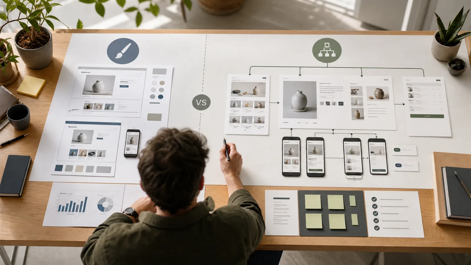 Shopify owner comparing a small theme tweak with a full buyer journey redesign