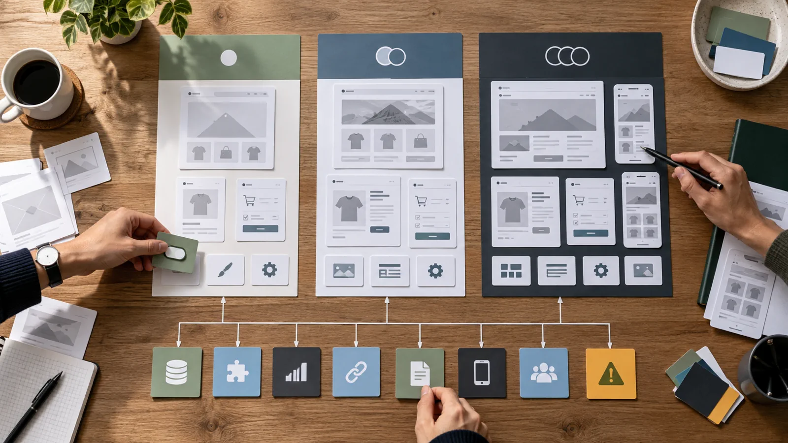 Three Shopify redesign scope levels connected to hidden cost dependencies