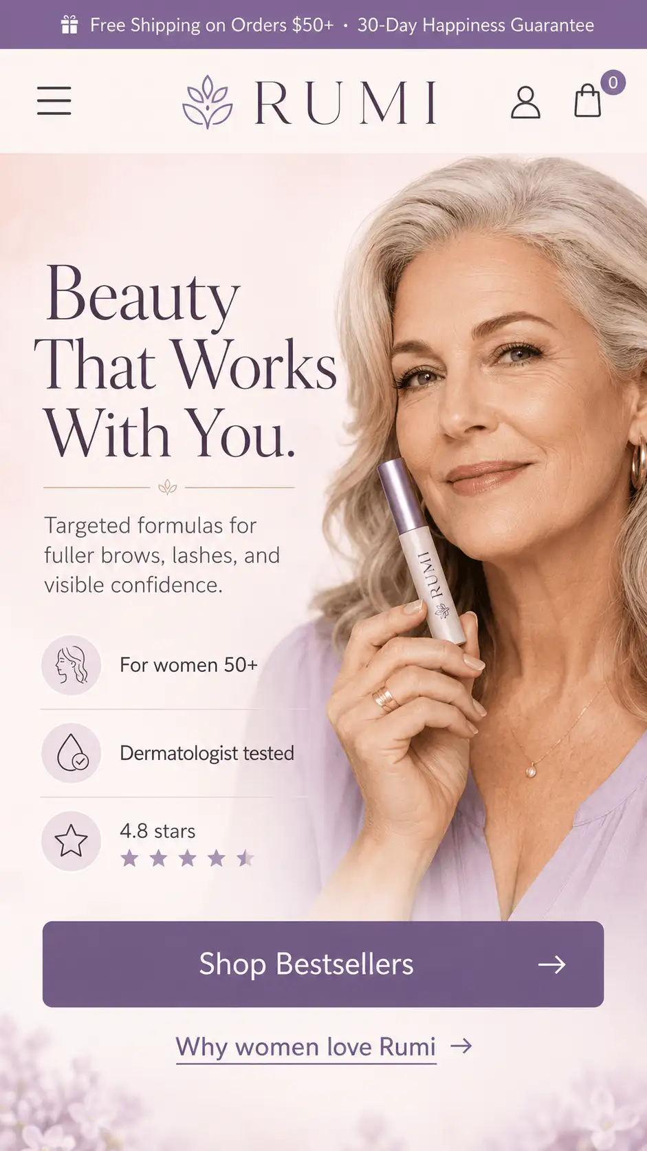 Beauty ecommerce hero screen