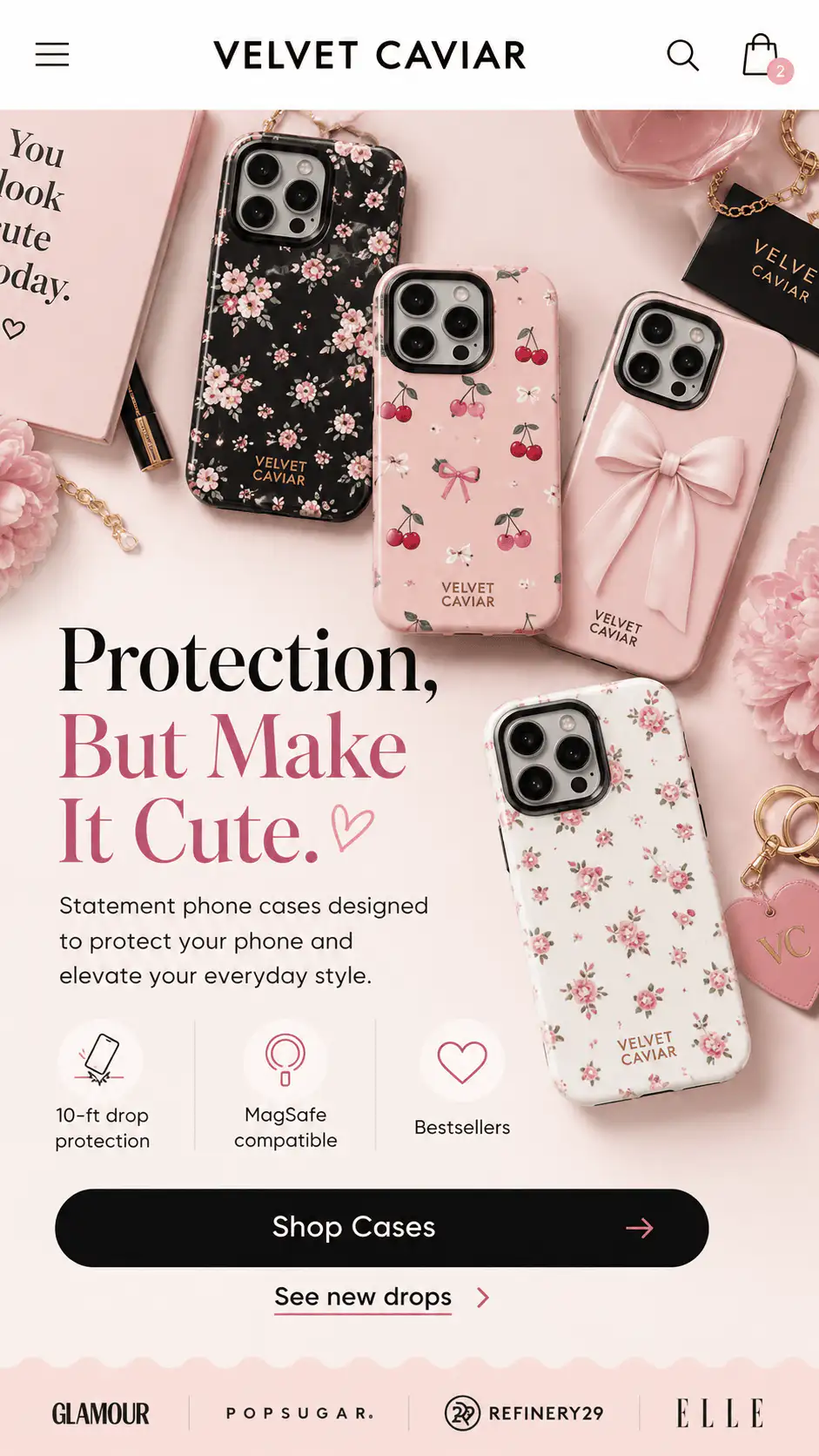 Phone case ecommerce hero reference